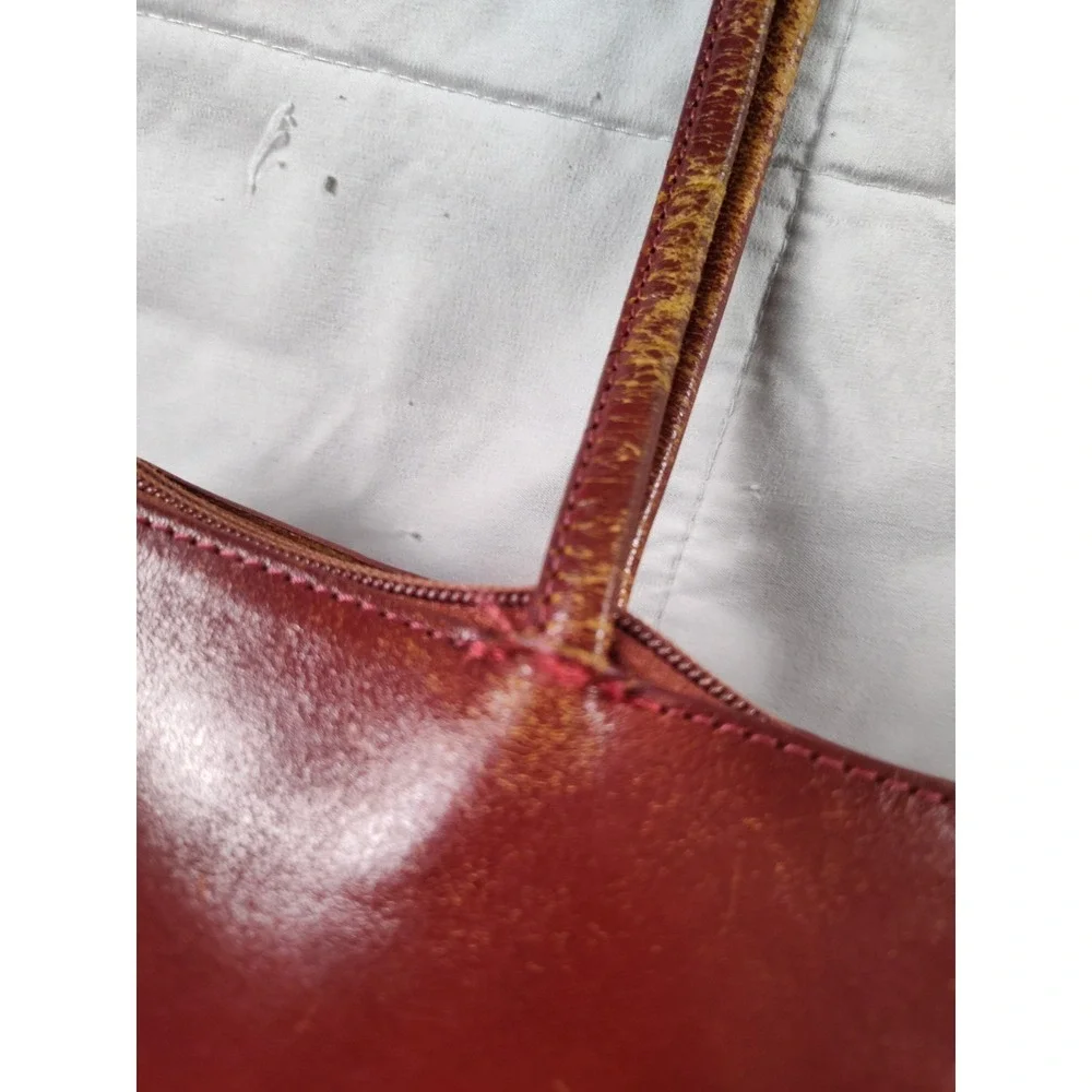 HOBO International Leather Shoulder Bag Large Cranberry Red Tote Handbag Purse